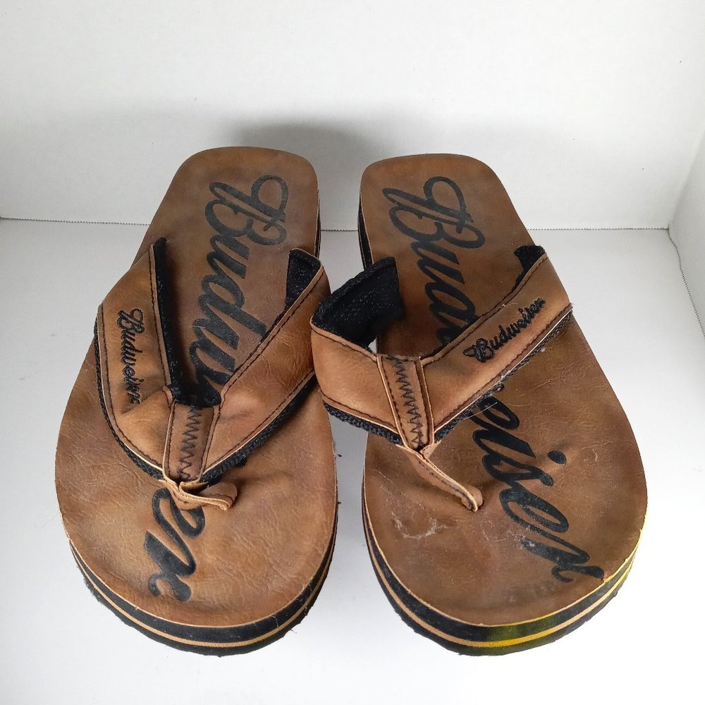 Budweiser Mens Sandals Thongs Size 9